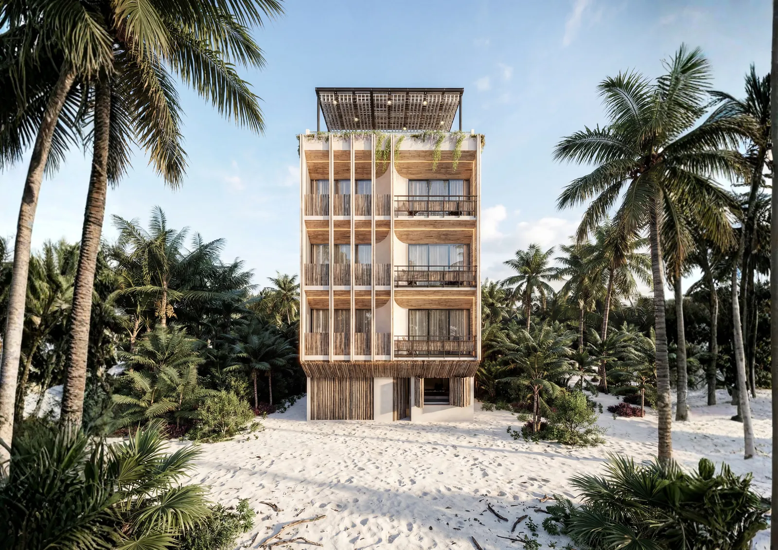 Suites Las Coloradas building on the beach