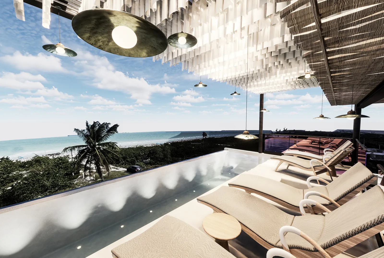 Rooftop infinity pool facing the sea